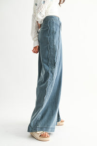 Wide Leg Denim Trousers