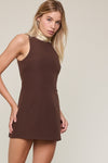Mini Solid Color Dress with Inside Shorts in Chocolate