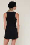 Boat Neck Inside Shorts Micro Mini Dress in Black