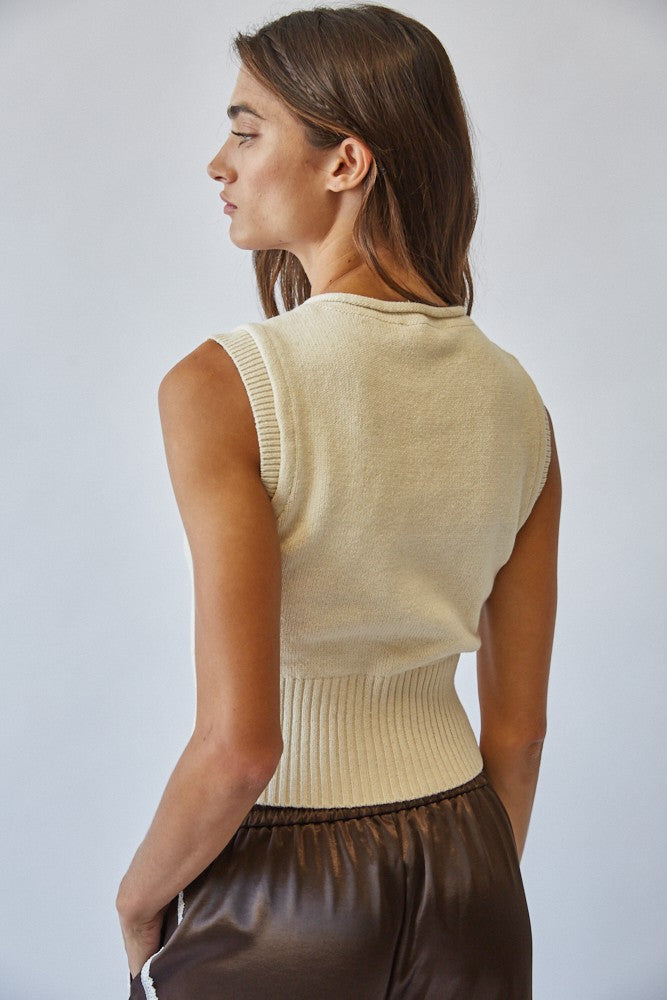 All Natural Button Front Sweater Vest