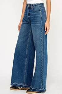 Raw Hem Wide Leg Jeam