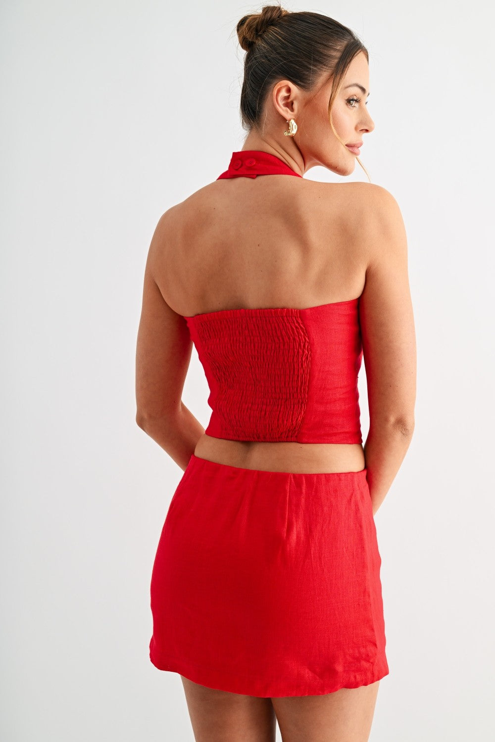 Red Hot Linen Set in Red