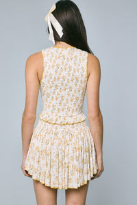 Ditsy Floral Smock Top & Mini Skort Set in Yellow