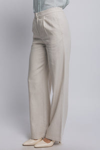 High Waisted Linen Trouser in Taupe