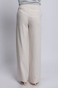 High Waisted Linen Trouser in Taupe