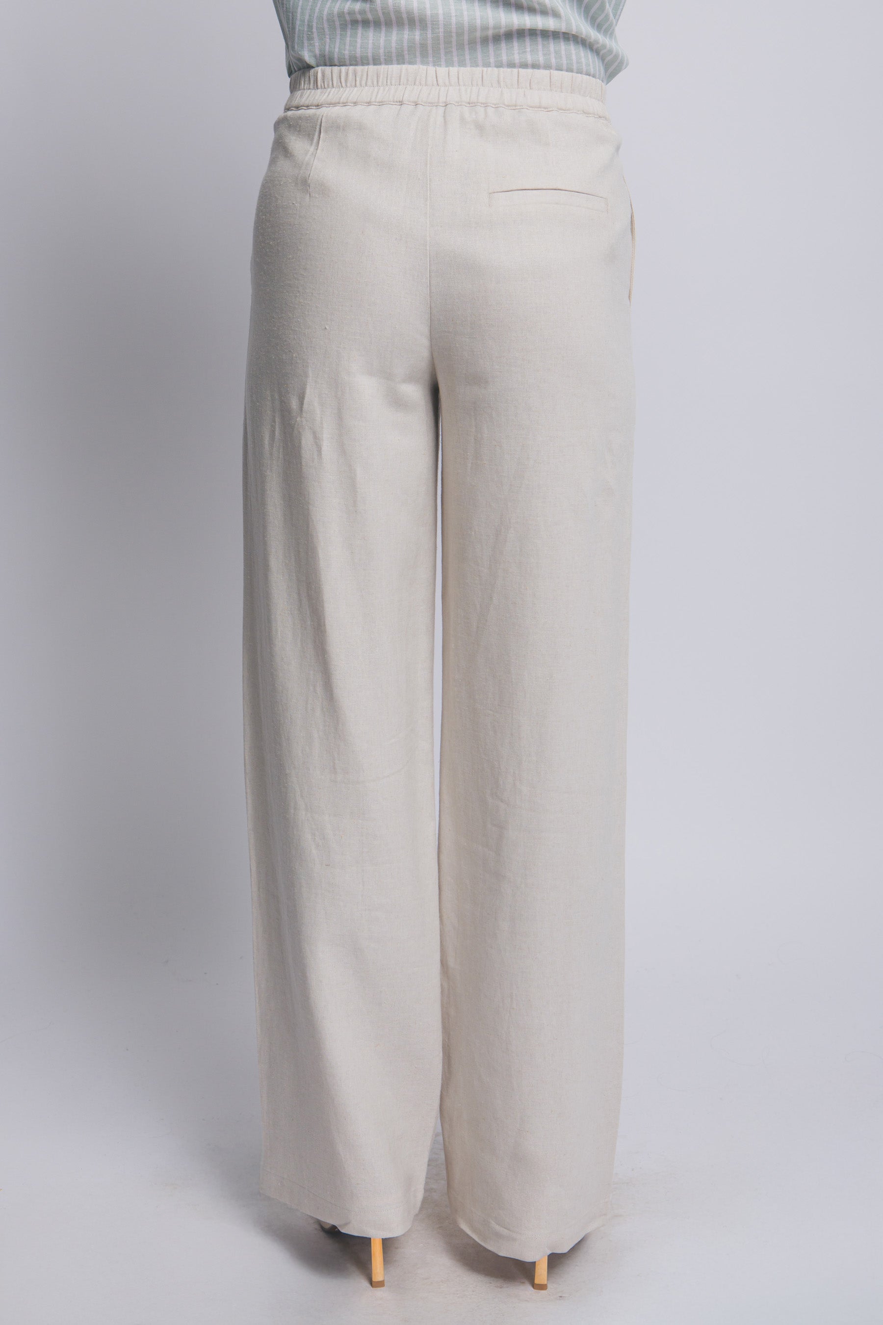 High Waisted Linen Trouser in Taupe