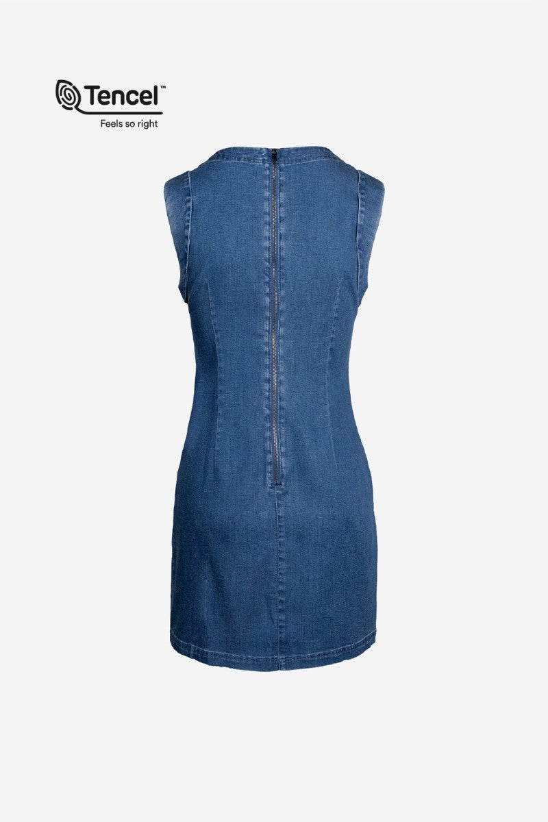 Seam Detail Tencel Mini Denim Dress