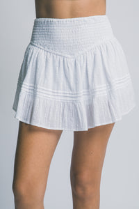 Smocked Waist Skort in White