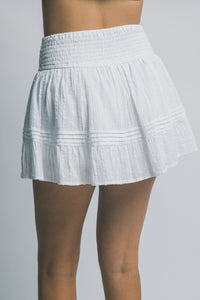 Smocked Waist Skort in White