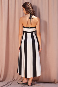 Sable Colorblock Halter Midi Dress