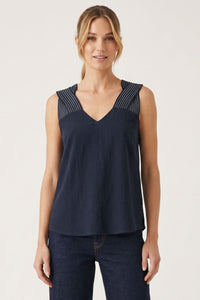 Serena Stitch Detail V-Neck Sleeveless Top