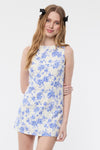 Vibrant Floral Mini Dress in Blue