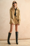 Pleated Suede Short