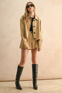Pleated Suede Short