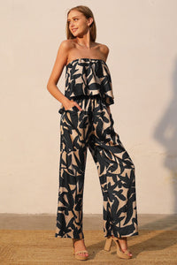 Laguna Cascade Printed Strapless Jumpsuit