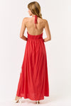 Palm Tree Detail Red Dress