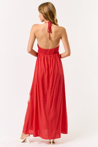 Palm Tree Detail Red Dress