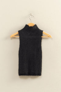 Ribbed Sleeveless High Neck Sweater Top More Colors
