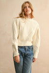 Tyler Scalloped Cream Puff Sleeve Sweater
