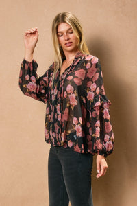 Rose Pleated Blouse
