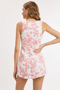 Scarlett Penstroke Floral Boat Neck Mini Dress