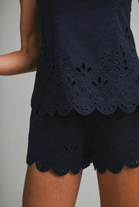 Palazzo Cut Out Embroidered Tube Top & Shorts Set