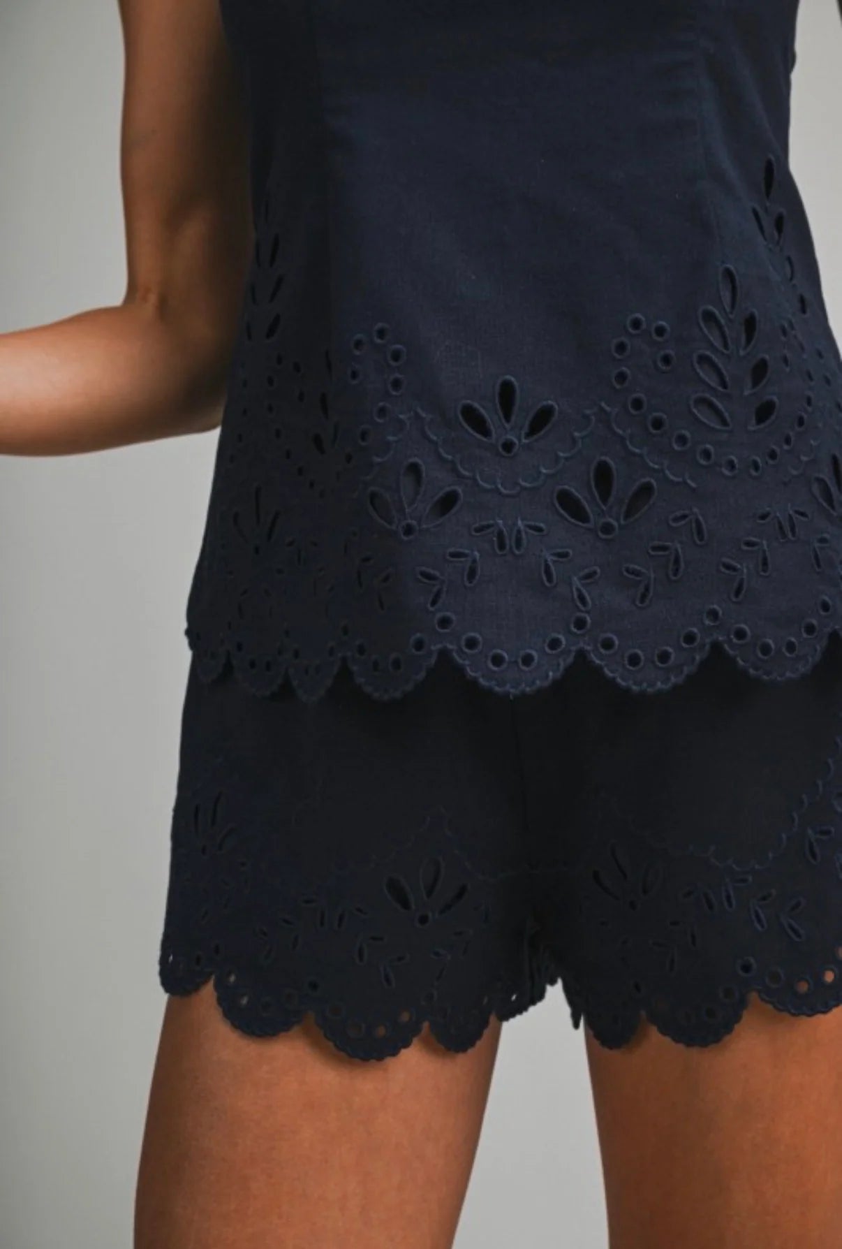 Palazzo Cut Out Embroidered Tube Top & Shorts Set