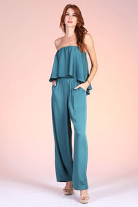 Laguna Cascade Strapless Jumpsuit in Hunter