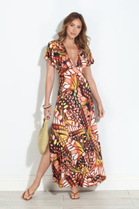 Veronica M Mariposa V Neck Maxi Dress