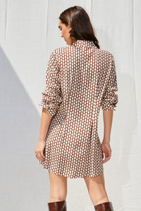Chocolate Spotted Button Down Mini Dress