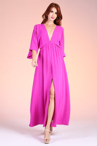 Palisades Deep V Maxi Dress in Orchid