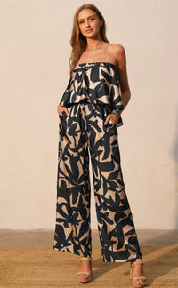 Laguna Cascade Printed Strapless Jumpsuit