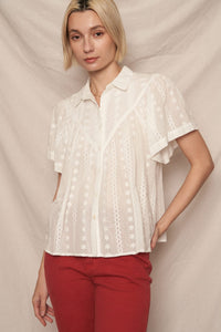 Eyelet Button Down top
