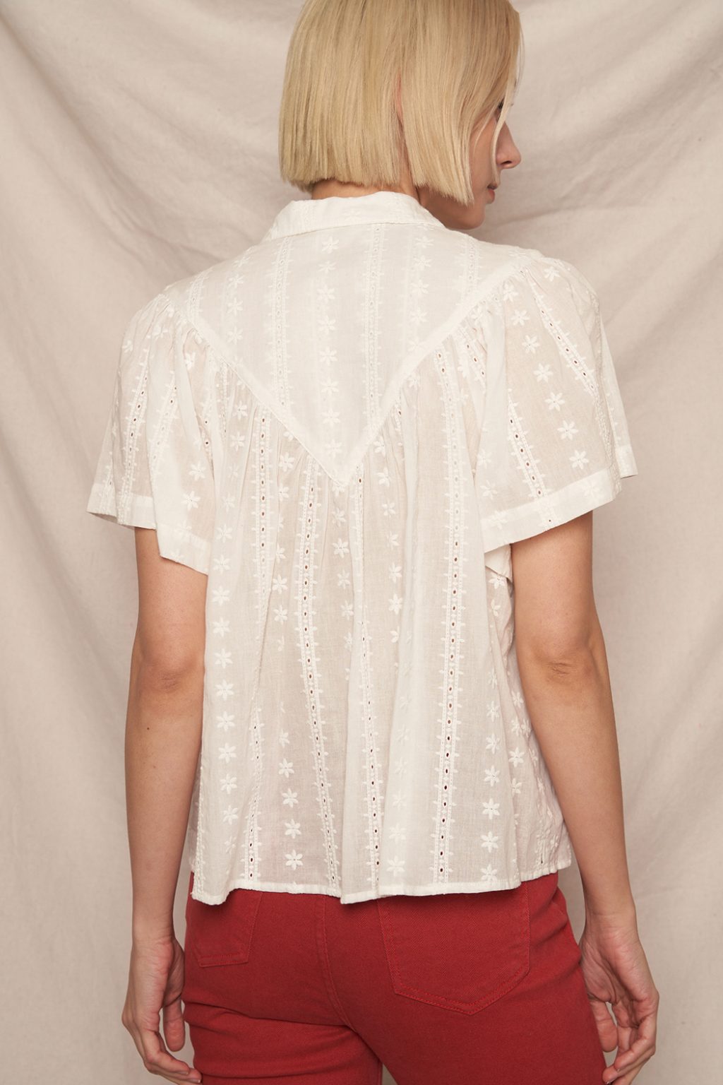 Eyelet Button Down top