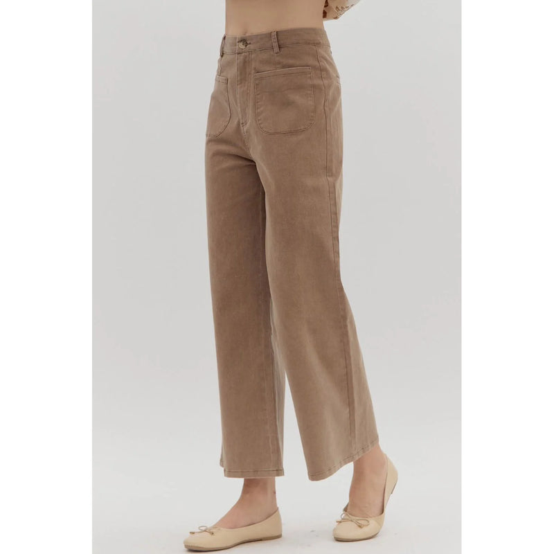 Pocket Front Crop Pant in Chocolate