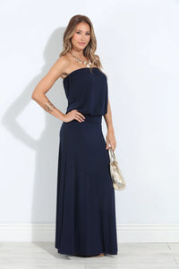Veronica M Strapless Dress in Navy