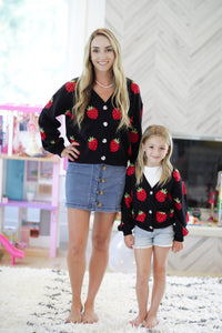 Mommy and Me Picking Strawberries Cardigan  Child Size Sweater