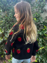 Mommy and Me Picking Strawberries Cardigan  Child Size Sweater