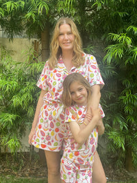 Mommy and Me Tropical Fruit Punch Pajamas Adult Size