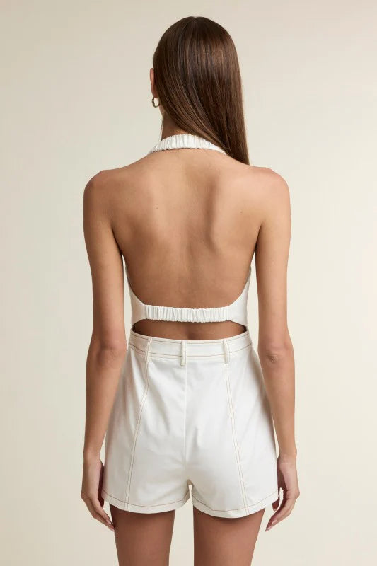 Havana Halter Deep V Mini Romper