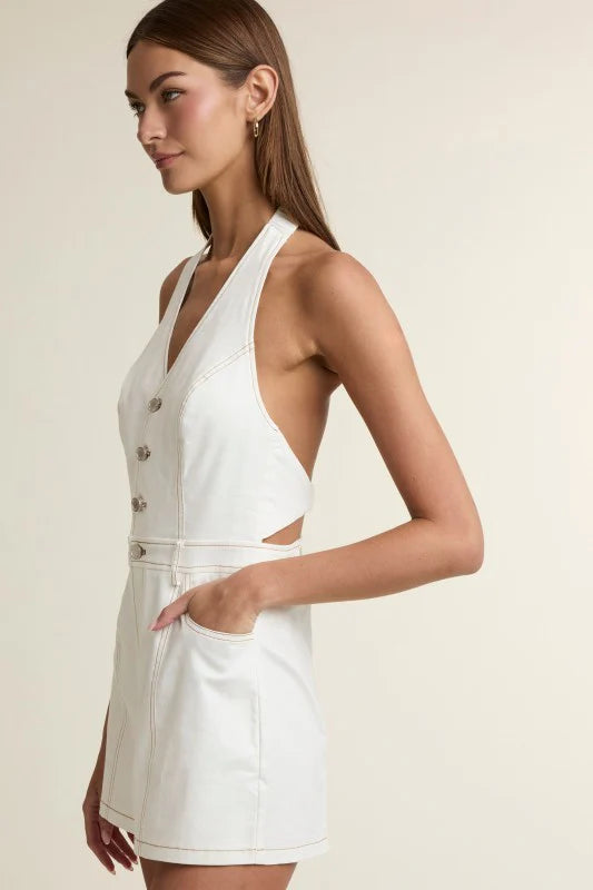 Havana Halter Deep V Mini Romper