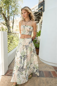 The Getaway Printed Two piece Skirt and Crop Top Set