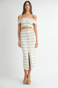EVERLY STRIPE TOP SKIRT SET