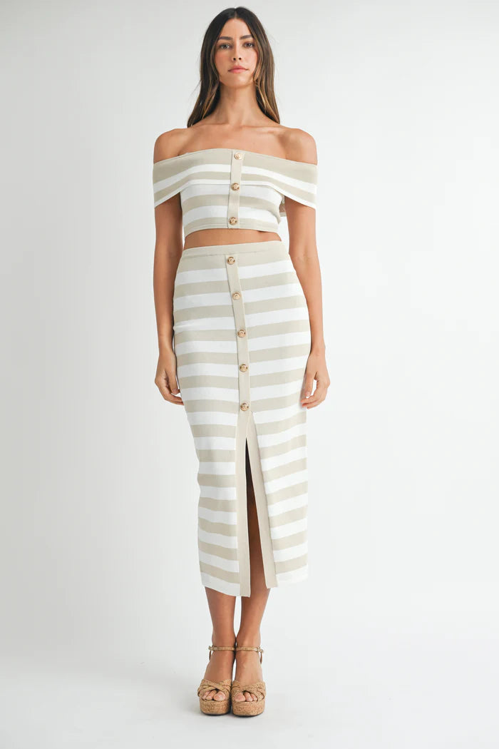 EVERLY STRIPE TOP SKIRT SET