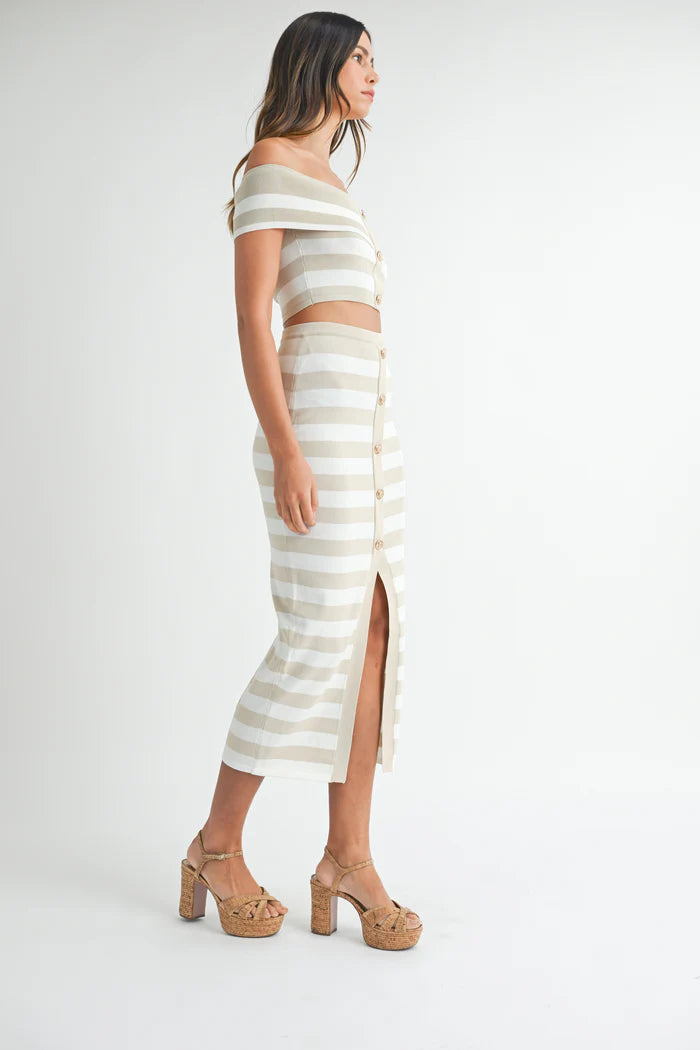 EVERLY STRIPE TOP SKIRT SET
