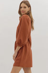 The City Zip Front Jersey Dress in Rust