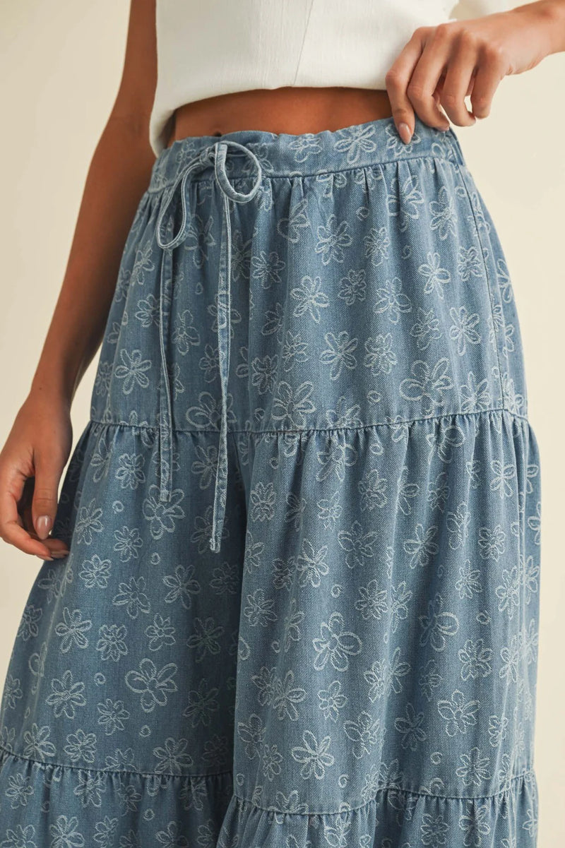 Flower Print Wide Leg Pant