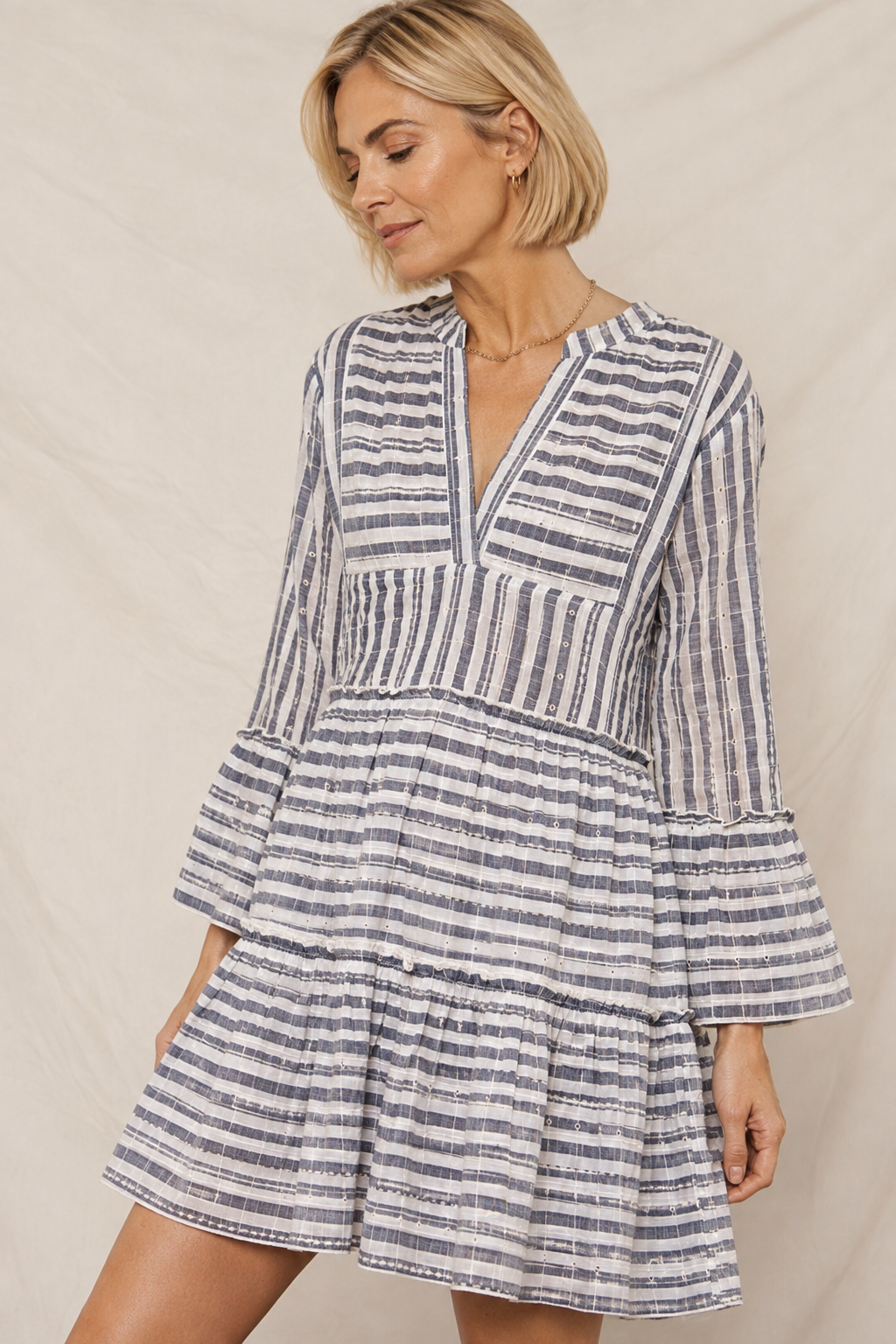 Sorrento Stripe Tiered Mini Dress