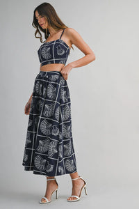Navy Shell Print Two Piece Set