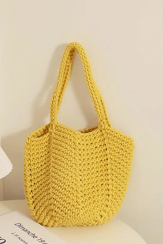 Crescent Crochet Handbag in Yellow